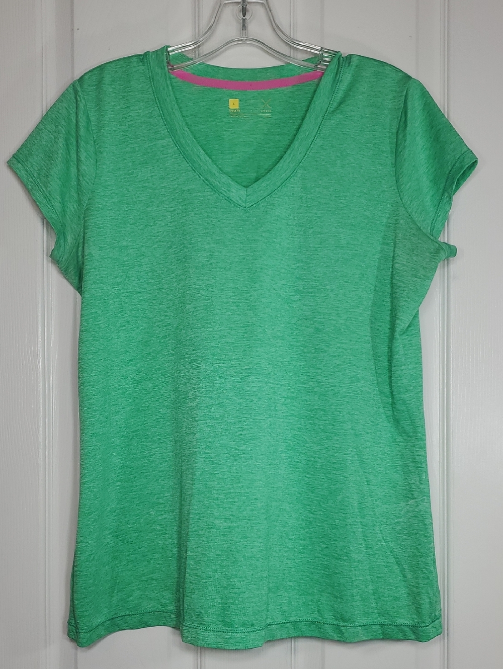 Xersion Green V-Neck Short Sleeve Tee Shirt Top Activewear Large